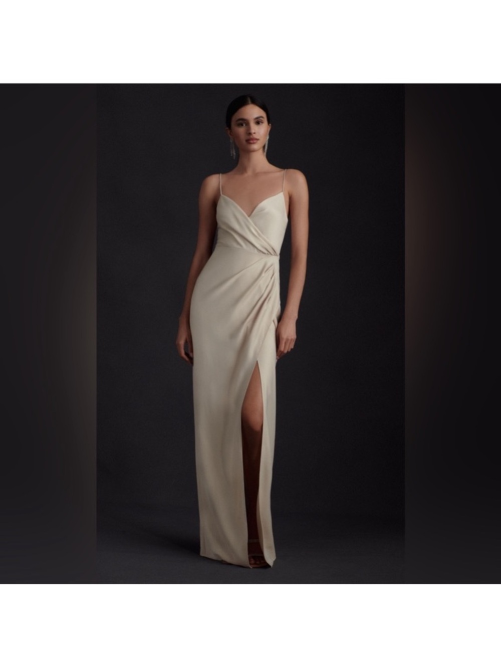 BHLDN Freya Satin Charmeuse Maxi Dress - Champagne - Size 6 - Picture 1 of 8